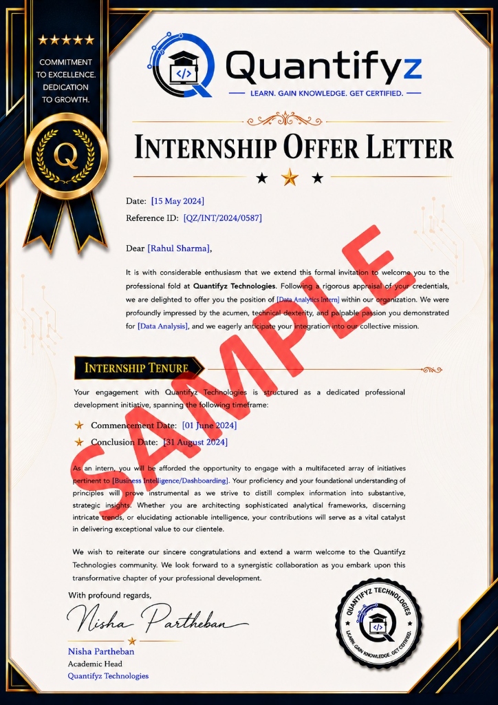 Quantifyz Internship Offer Letter Sample